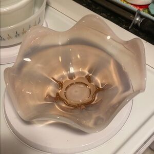 Duncan Miller Canterbury Pink Opalescent Crimped Bowl,  1940s